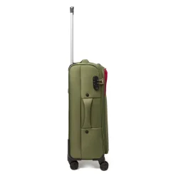Trolley medio Romeo Gigli Milano verde in tessuto con dettagli rossi