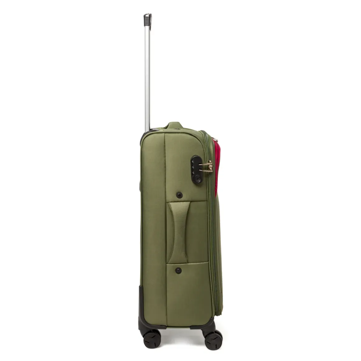 Trolley medio Romeo Gigli Milano verde in tessuto con dettagli rossi