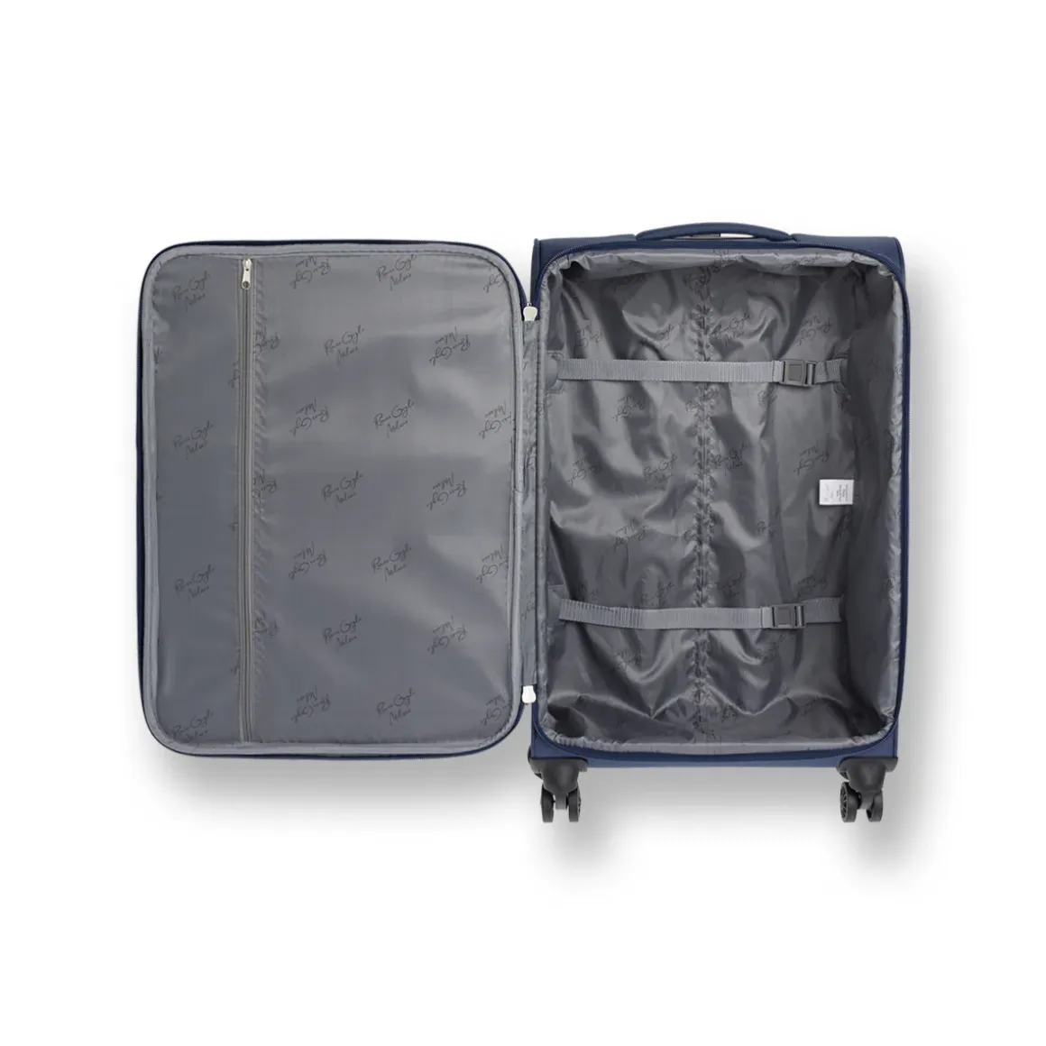 Trolley piccolo blu in tessuto per viaggi brevi Romeo Gigli Milano