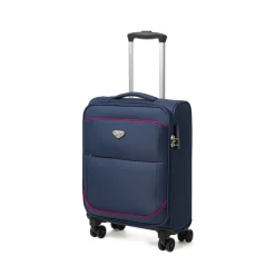 Trolley piccolo blu in tessuto per viaggi brevi Romeo Gigli Milano