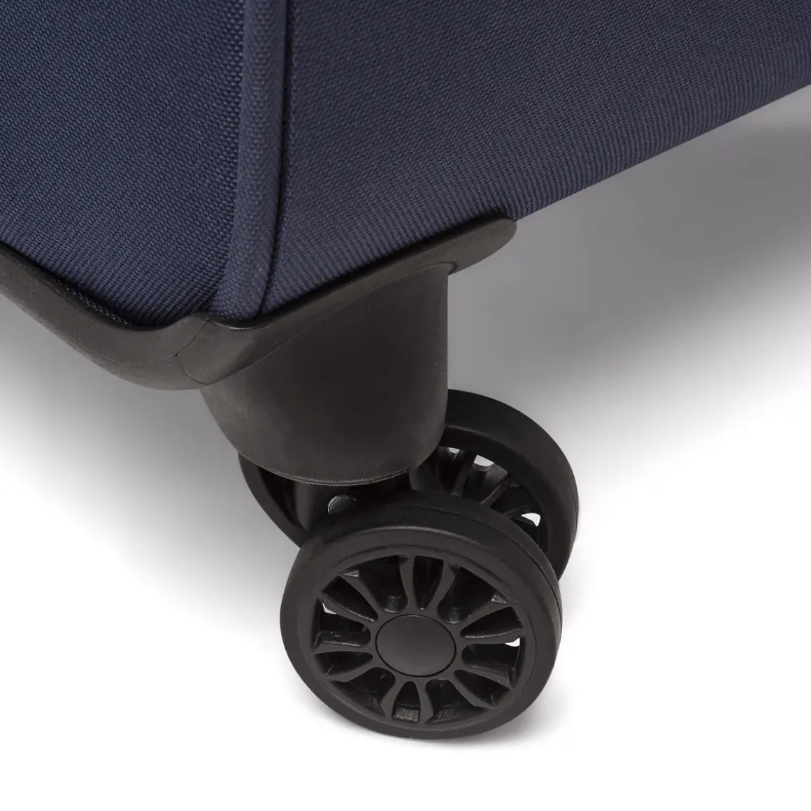Trolley piccolo in tessuto blu con inserti ocra Romeo Gigli Milano
