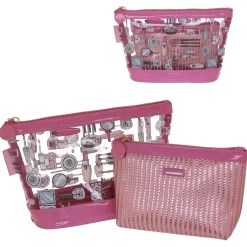 Trousse make-up set da 2 pochette rosa da Donna Camomilla Milano