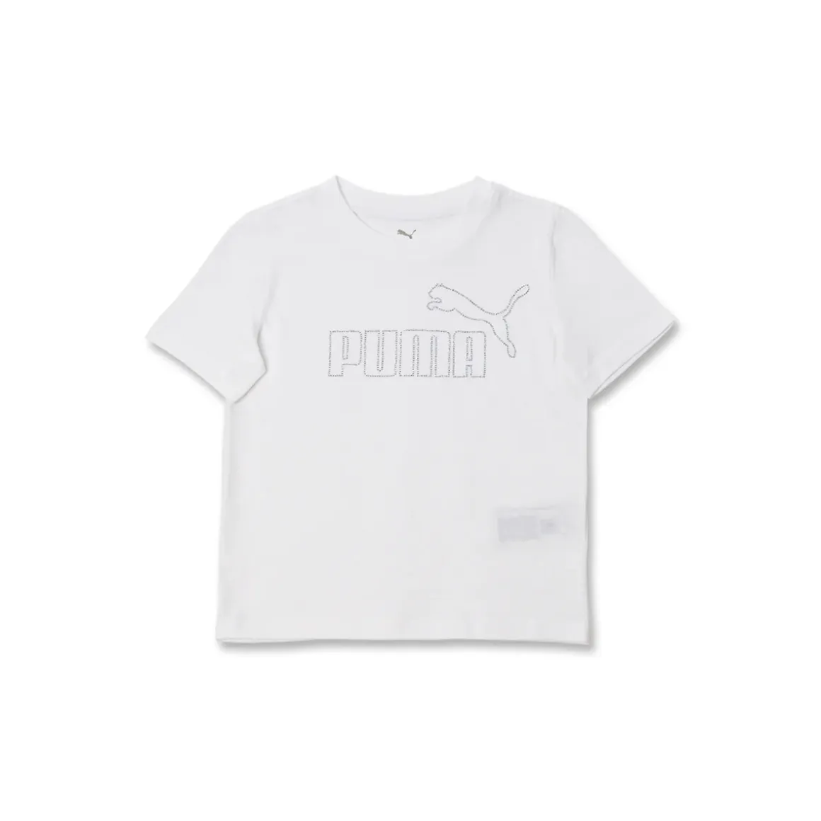 T-shirt a maniche corte Bianca da Bambina con logo in strass Puma