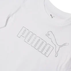 T-shirt a maniche corte Bianca da Bambina con logo in strass Puma