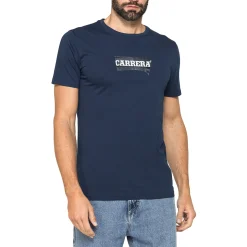 T-shirt a maniche corte blu da Uomo con logo centrale Carrera Jeans