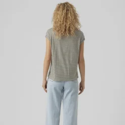 T-shirt a righe verdi e bianche da Donna con girocollo Vero Moda