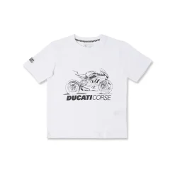 T-shirt bianca Bambino con stampa sportiva maniche corte Ducati Corse