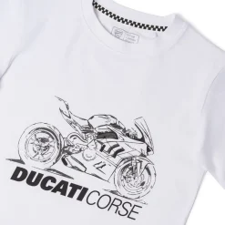 T-shirt bianca Bambino con stampa sportiva maniche corte Ducati Corse