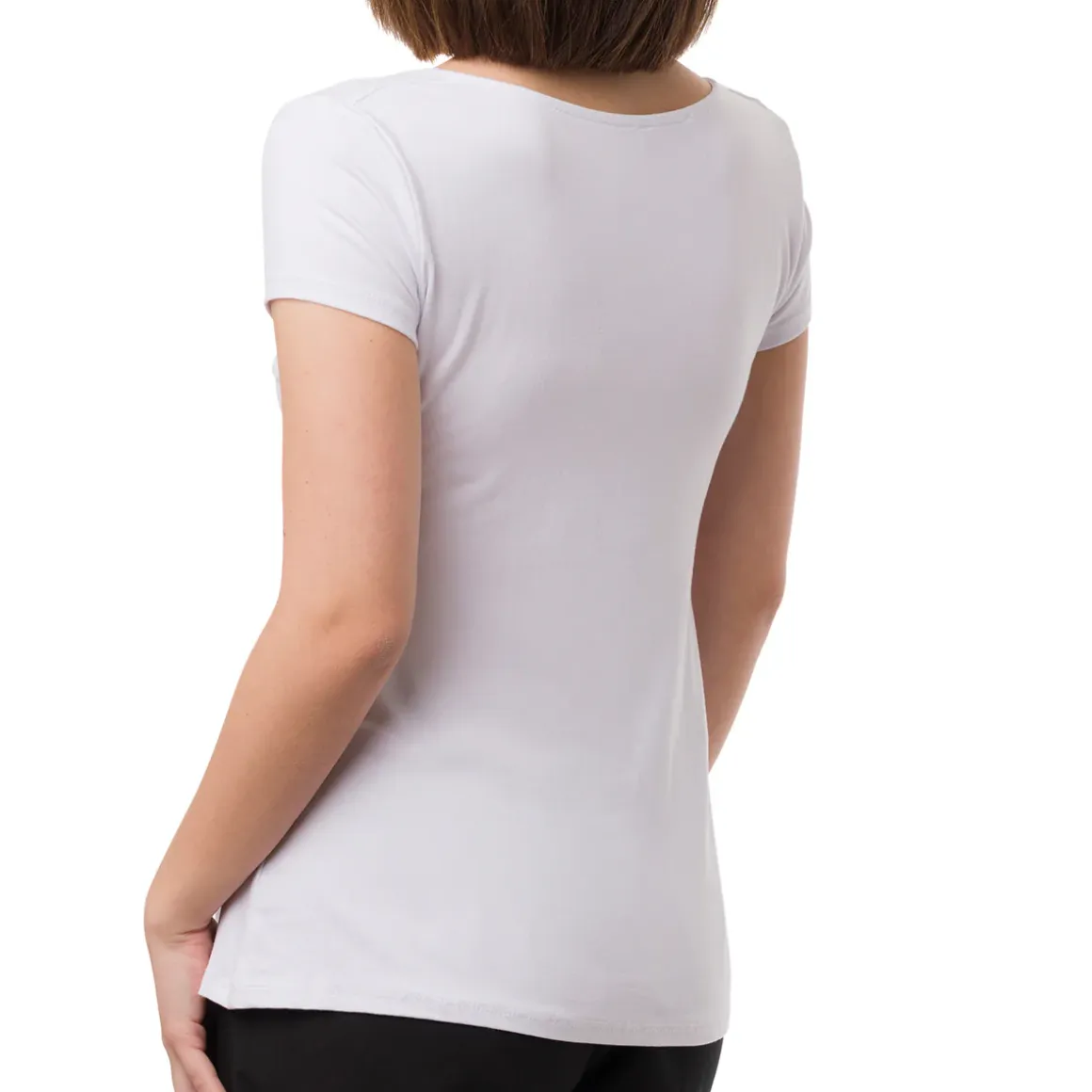 T-shirt Bianca da Donna con dettaglio frontale Swish Jeans