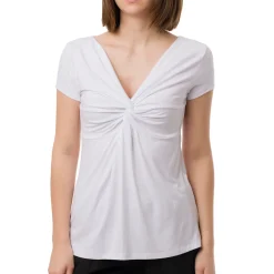 T-shirt Bianca da Donna con dettaglio frontale Swish Jeans