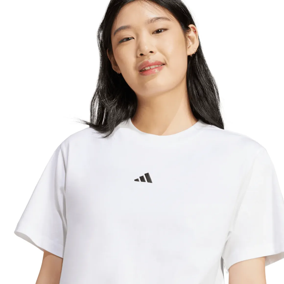 T-shirt bianca da Donna con logo minimale frontale adidas