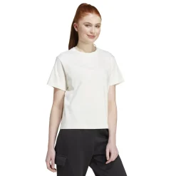 T-shirt bianca da donna con logo a contrasto sul retro adidas