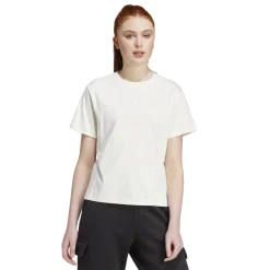 T-shirt bianca da donna con logo a contrasto sul retro adidas