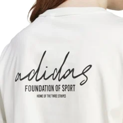 T-shirt bianca da donna con logo a contrasto sul retro adidas