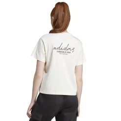T-shirt bianca da donna con logo a contrasto sul retro adidas