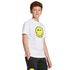 T-shirt bianca da Ragazzo con Smiley giallo adidas