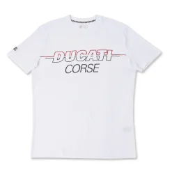 T-shirt bianca da Uomo a maniche corte con maxi logo Ducati Corse