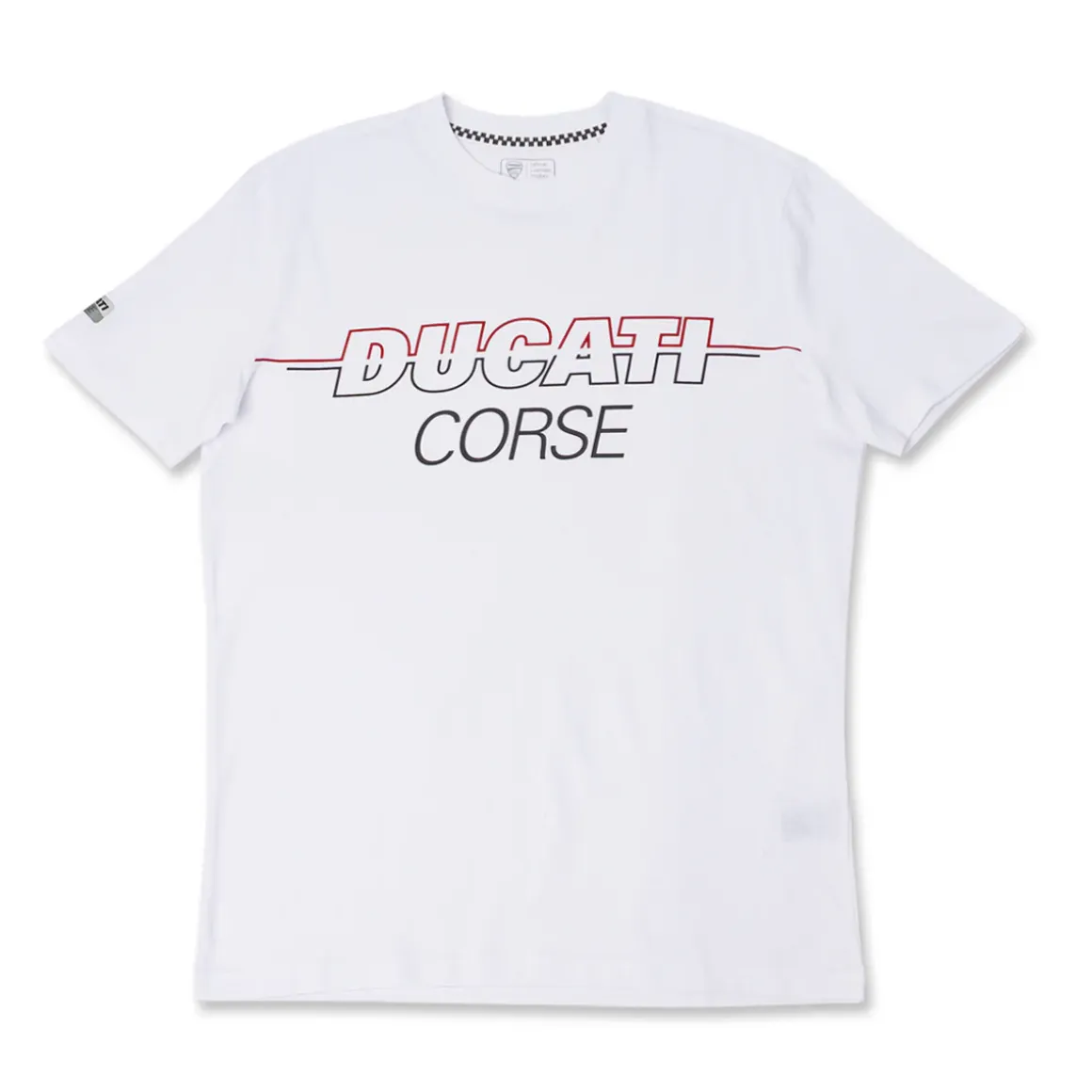 T-shirt bianca da Uomo a maniche corte con maxi logo Ducati Corse