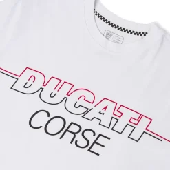 T-shirt bianca da Uomo a maniche corte con maxi logo Ducati Corse