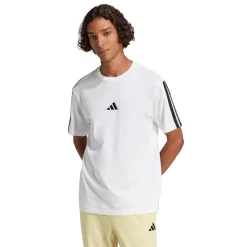 T-shirt bianca da Uomo con bande laterali e logo frontale adidas