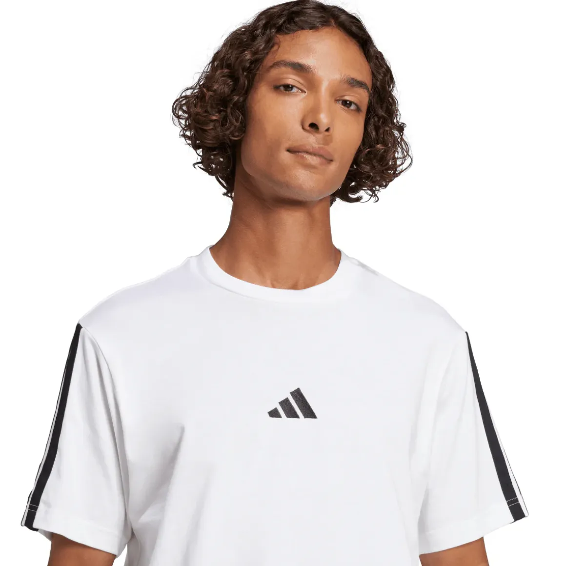 T-shirt bianca da Uomo con bande laterali e logo frontale adidas