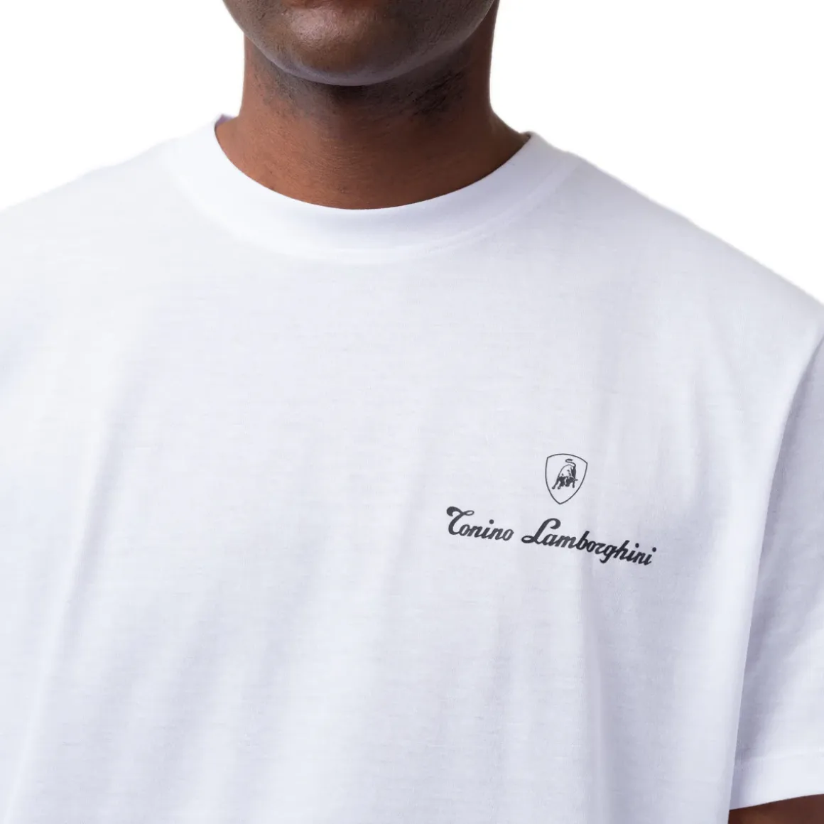 T-shirt bianca da uomo in cotone con stampa Tonino Lamborghini