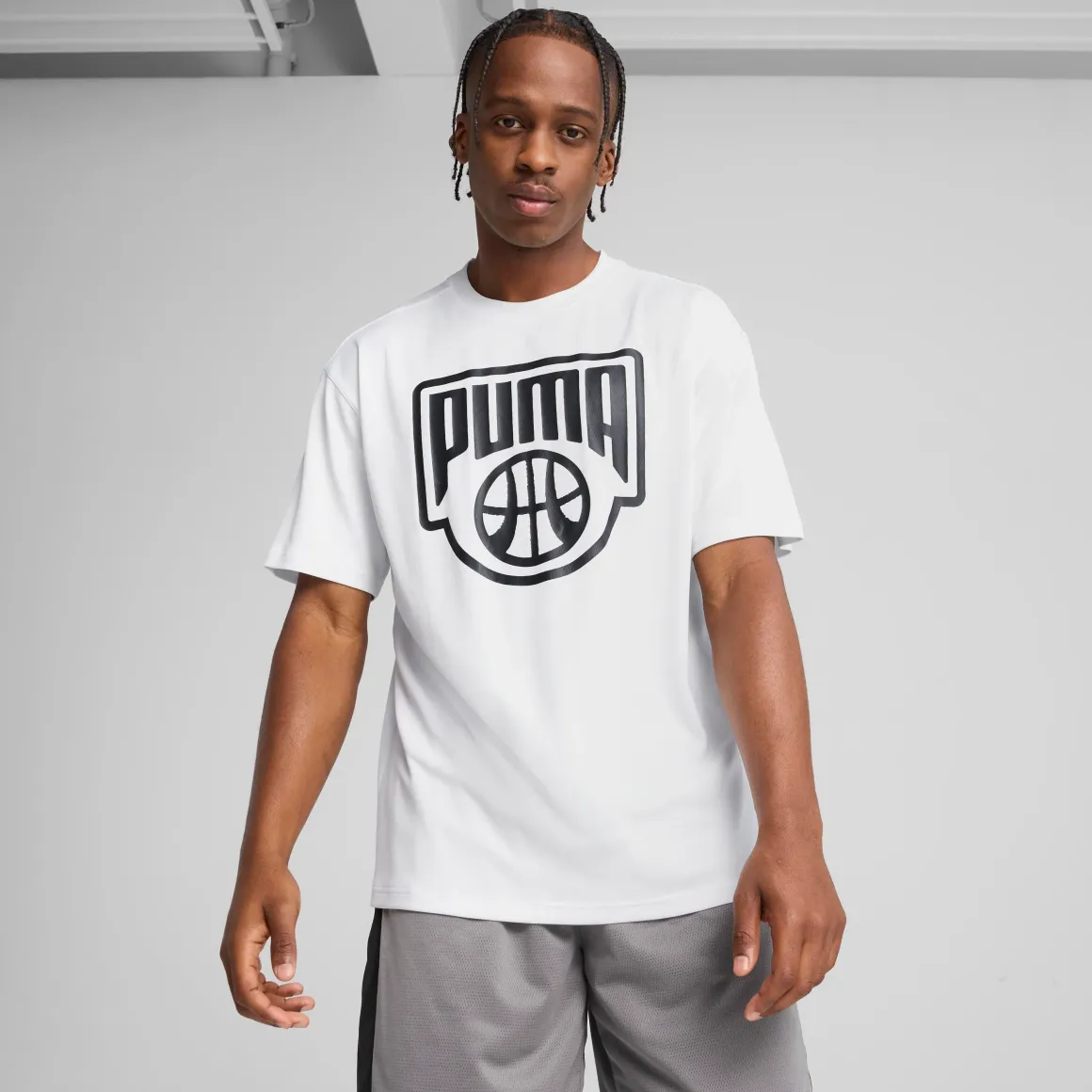 T-shirt bianca in cotone da Uomo con logo e stampa Puma