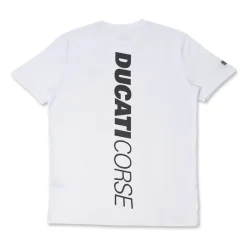 T-shirt bianca Uomo con logo Ducati Corse e stampa verticale Ducati