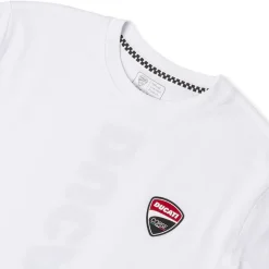 T-shirt bianca Uomo con logo Ducati Corse e stampa verticale Ducati