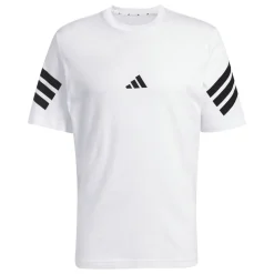 T-shirt bianca Uomo in cotone con logo e strisce sulle maniche adidas
