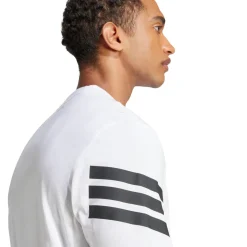 T-shirt bianca Uomo in cotone con logo e strisce sulle maniche adidas