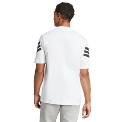 T-shirt bianca Uomo in cotone con logo e strisce sulle maniche adidas