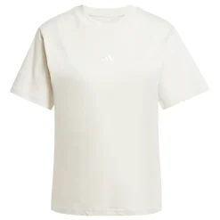 T-shirt bianco off-white da donna adidas con logo centrale