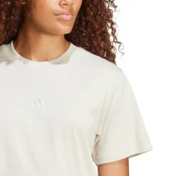 T-shirt bianco off-white da donna adidas con logo centrale