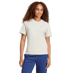 T-shirt bianco off-white da donna adidas con logo centrale