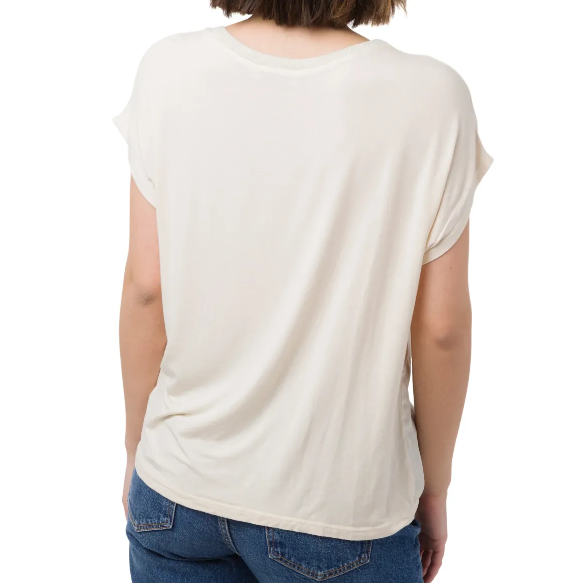 T-shirt bianco off-white elegante da Donna con dettaglio glitter Swish Jeans