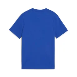 T-shirt blu da ragazzo con maxi Logo bianco e grafica Sportiva Puma Basketball