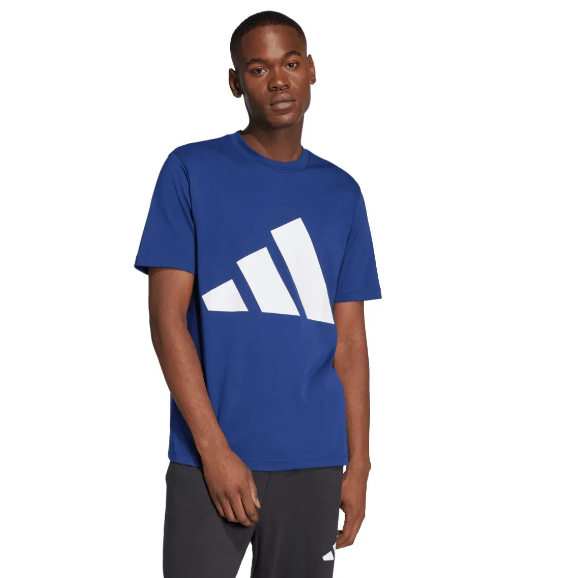 T-Shirt blu da Uomo con logo frontale stampato adidas