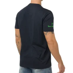 T-shirt blu da Uomo con stampa verde fluo Tonino Lamborghini
