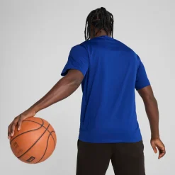 T-shirt blu da Uomo in cotone Puma con logo basket