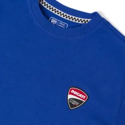 T-shirt blu Uomo con logo frontale e stampa posteriore Ducati