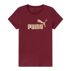 T-Shirt Bordeaux da Donna con logo oro frontale ESS+ Puma