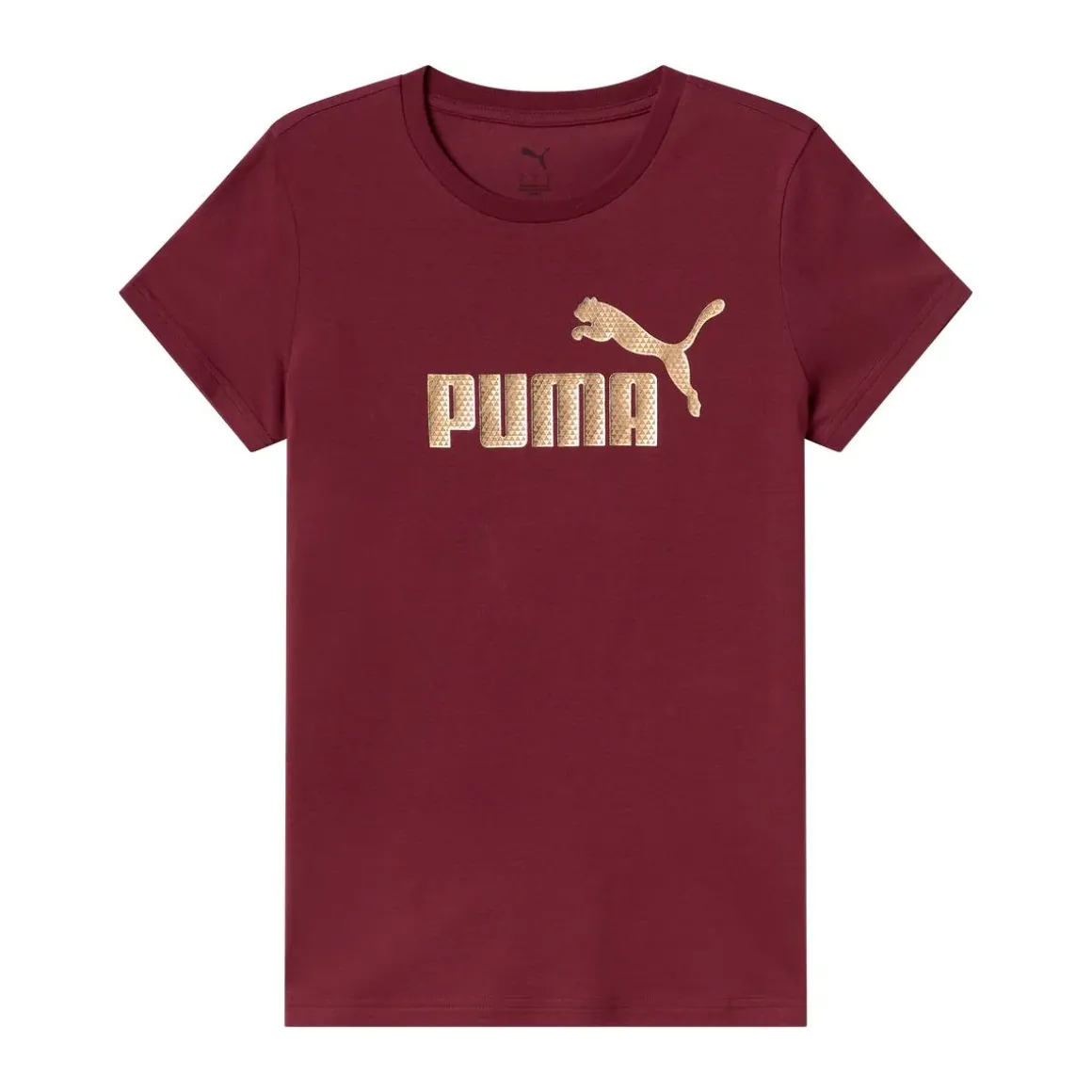 T-Shirt Bordeaux da Donna con logo oro frontale ESS+ Puma