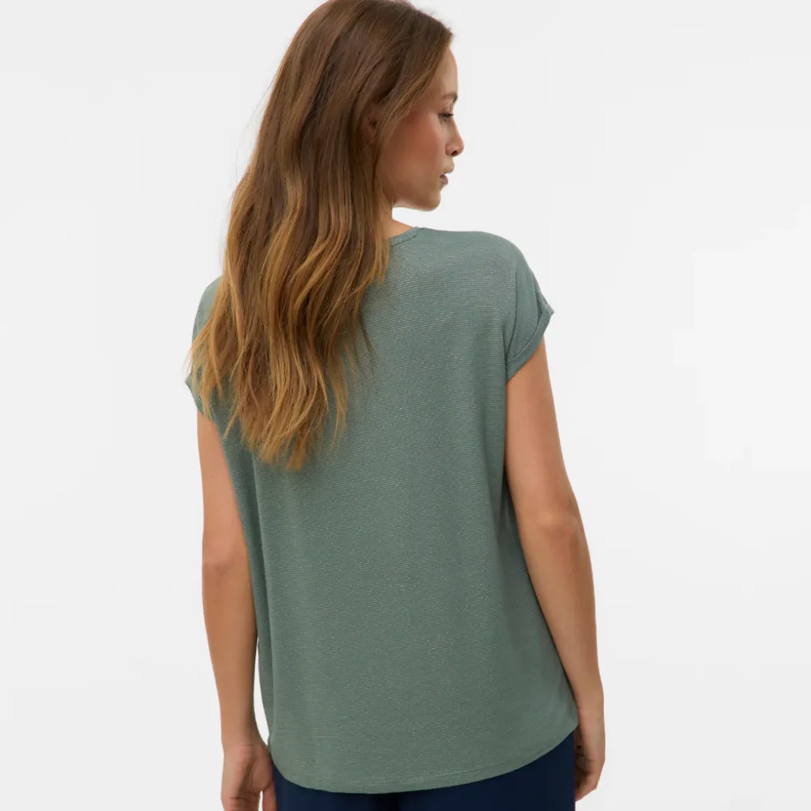 T-shirt casual verde da Donna con effetto lurex Vero Moda