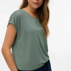 T-shirt casual verde da Donna con effetto lurex Vero Moda