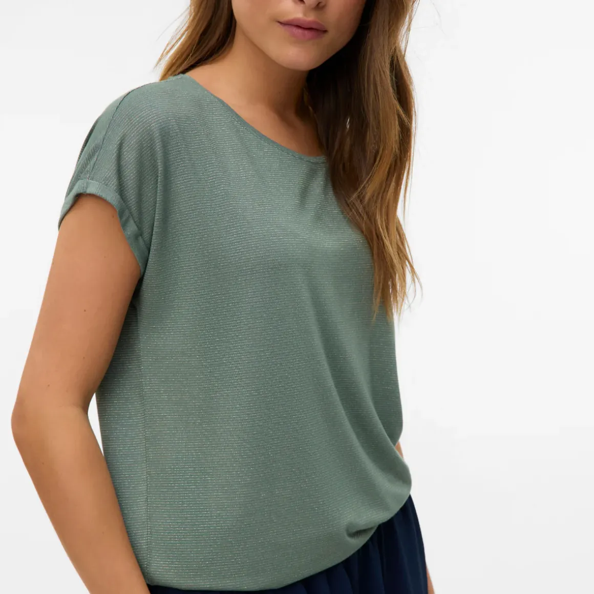 T-shirt casual verde da Donna con effetto lurex Vero Moda