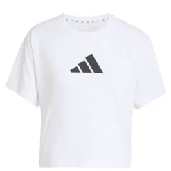 T-shirt cropped bianca da Donna con logo frontale adidas