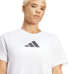 T-shirt cropped bianca da Donna con logo frontale adidas