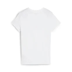 T-shirt da donna bianca con logo nero a contrasto sul petto Puma