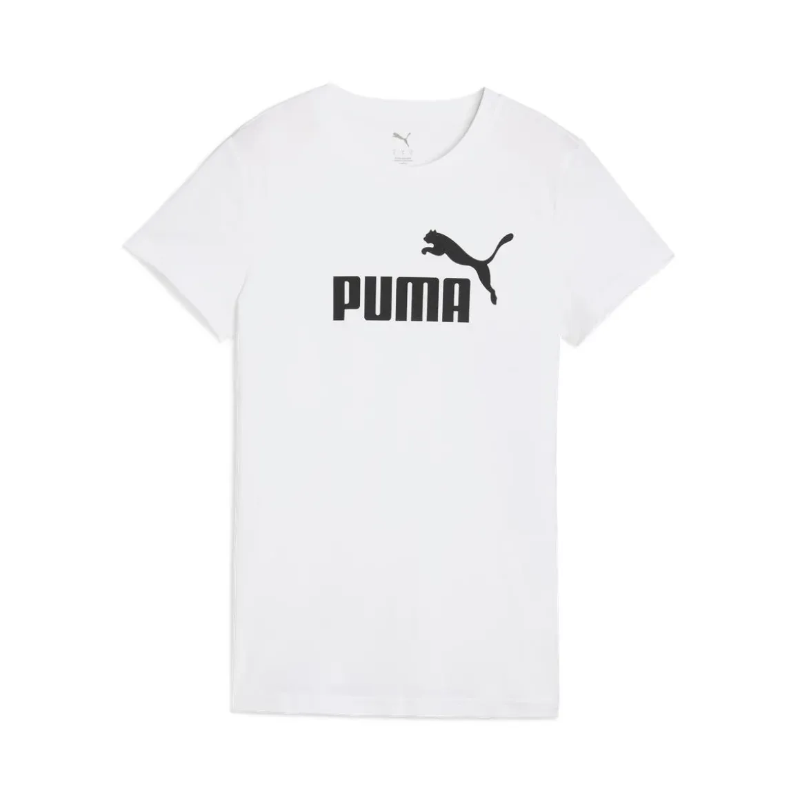 T-shirt da donna bianca con logo nero a contrasto sul petto Puma